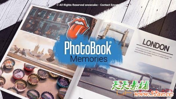 AE模板-翻书回忆照片相册片头 PhotoBook Memories-天天素材网