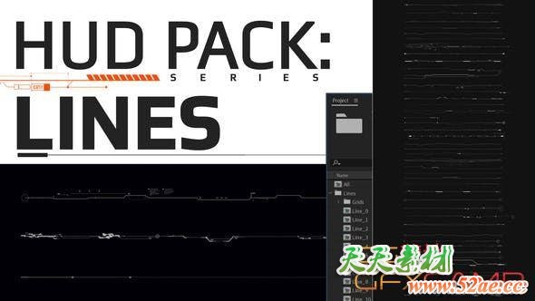 AE模板-科技感线条动画 Hud Pack – Lines-天天素材网