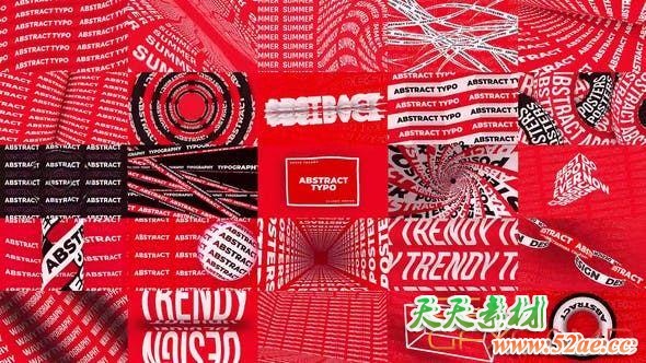 AE模板-抽象循环文字排版字幕动画 Abstract Typography-天天素材网