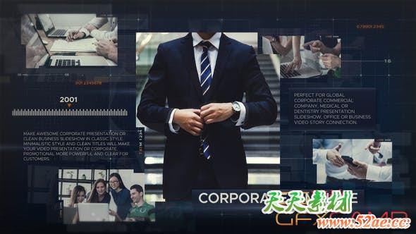 AE模板-数字科技感商务图片企业时间线展示片头 Business Promotion Digital Corporate Presentation-天天素材网