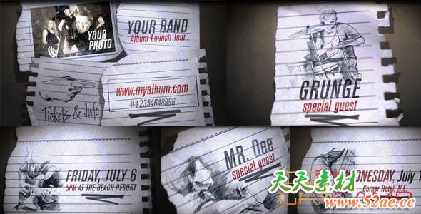 AE模板-手绘素描记事本开场 Quick Sketch – Album Promo-天天素材网