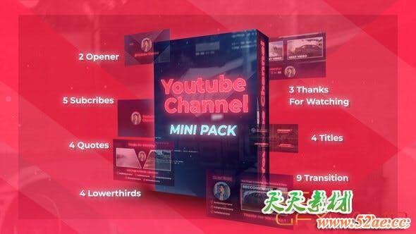 AE模板-能量描边网络视频包装动画 Saber Light Youtube Channel-天天素材网