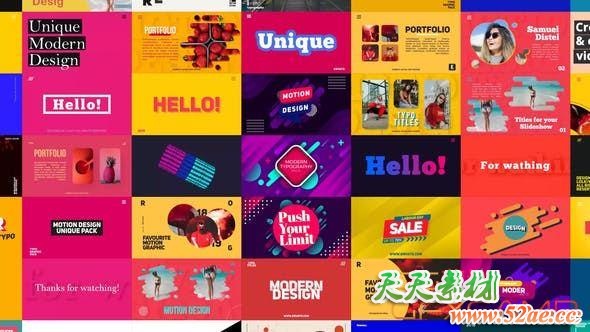 AE模板-时尚文字标题图片排版展示动画 Big Typography Titles Pack-天天素材网