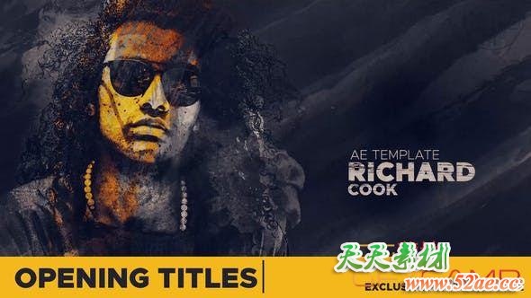 AE模板-笔刷遮罩人物文字介绍片头 Brush Opening Titles Character Introducing Titles-天天素材网