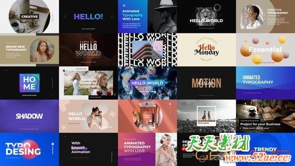 AE模板-文字图片排版动画 Animated Typography-天天素材网