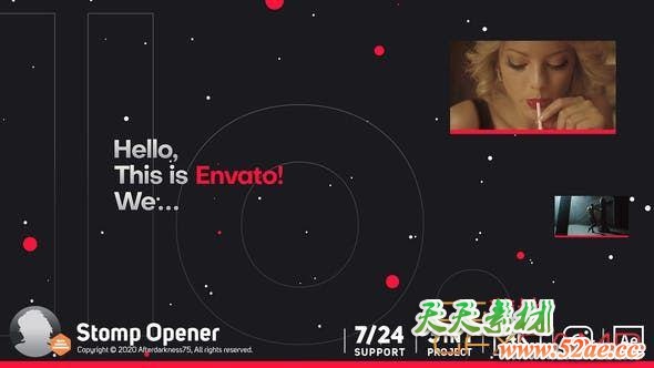 AE模板-文字图形图片快闪片头 Stomp Opener-天天素材网
