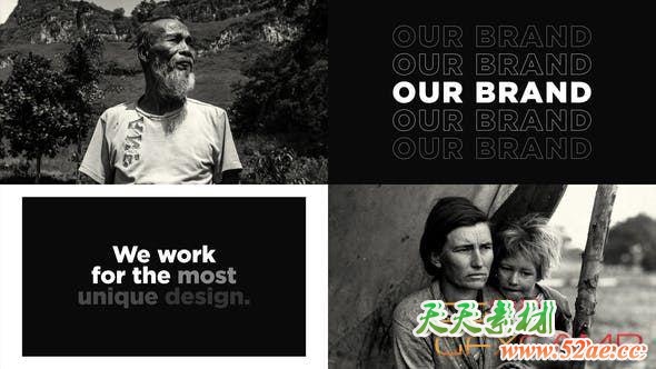 AE模板-文字图片排版快闪片头 Brand Promo – Kinetic Stomp-天天素材网