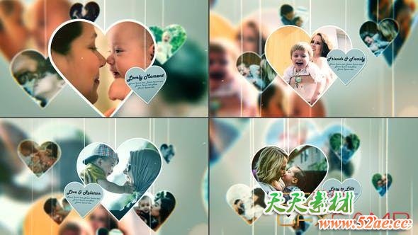 AE模板-爱心悬挂照片相册片头 Lovely Moment – Happy Family Moment – Photo Slideshow-天天素材网