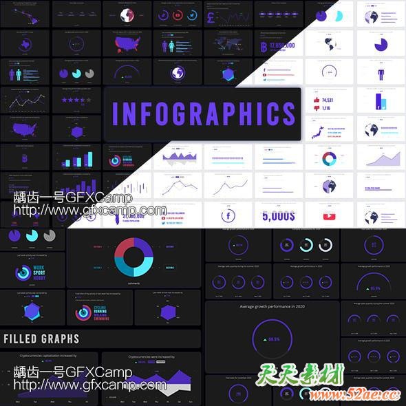 AE模板-127组信息数据柱状图饼状图图表统计动画-天天素材网