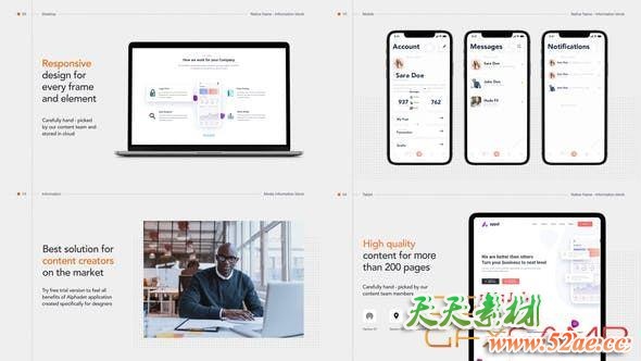 AE模板-手机平板电脑网页APP宣传展示动画 Alpha – App Website Promo-天天素材网