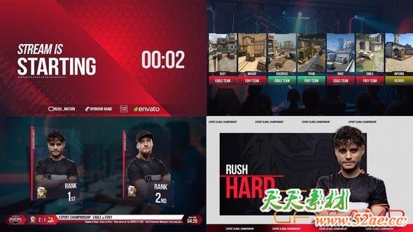AE模板-CSGO电子竞技栏目包装动画 Esport Broadcast package-天天素材网