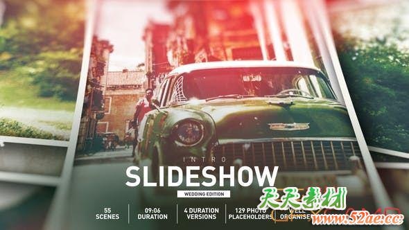 AE模板-漏光叠加回忆照片相册片头 Intro Slideshow-天天素材网