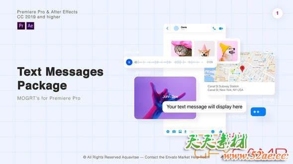 PR预设-信息对话框气泡动画 Text Messages Package-天天素材网