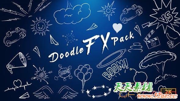 100组线条涂鸦元素动画视频素材 Doodle Fx Pack-天天素材网