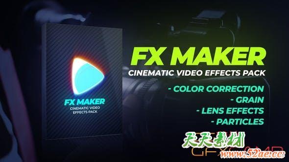 镜头光效噪点调色视频素材 FX Maker Video Effects Pack-天天素材网