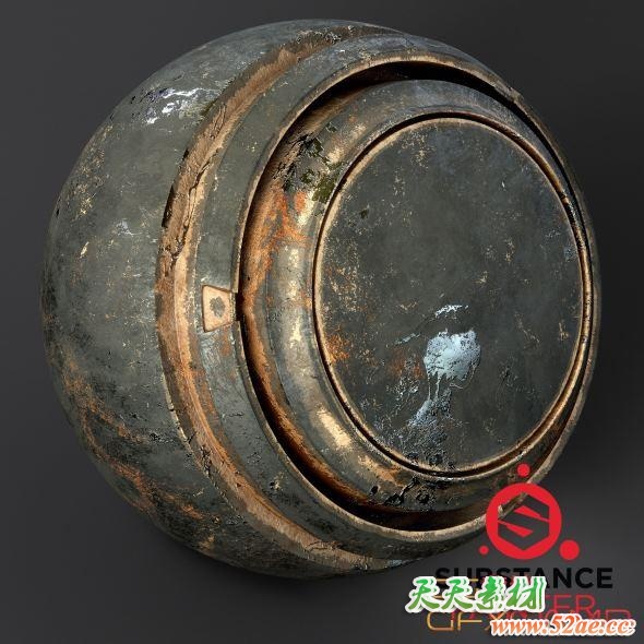 划痕陈旧质感材质预设 ArtStation Marketplace – Vintage Sci-Fi Pack 80+ Smart Materials-天天素材网