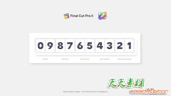 FCPX插件-数字滚动翻页倒计时钟表计数器工具 Flip Counter Creator FCPX插件-第1张