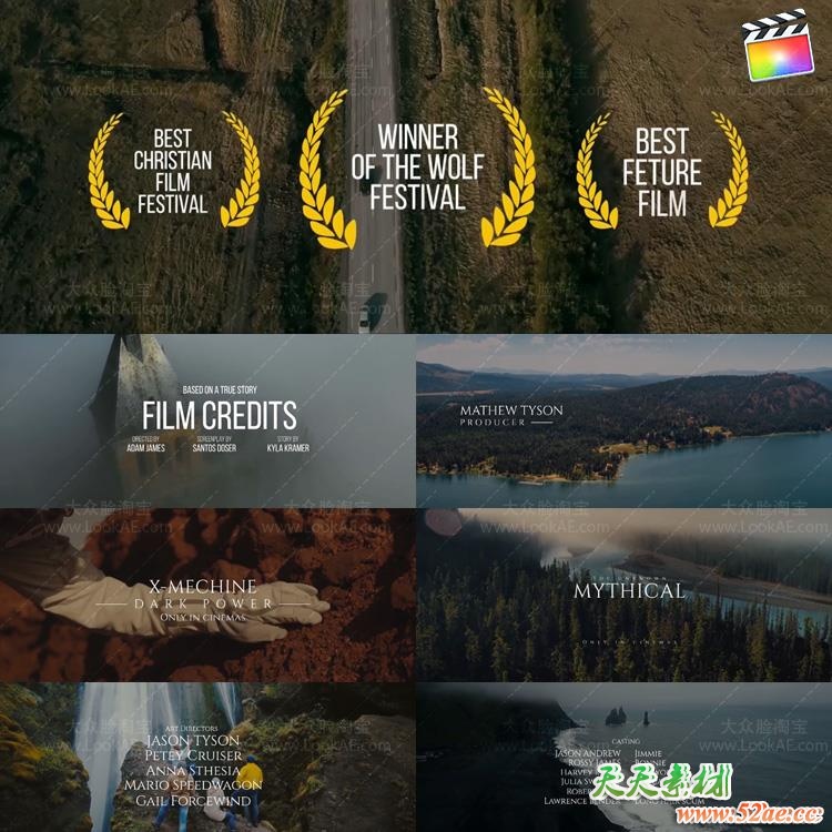 FCPX插件-35种优雅大气电影片头片尾预告片文字标题介绍动画 FCPX插件-第2张