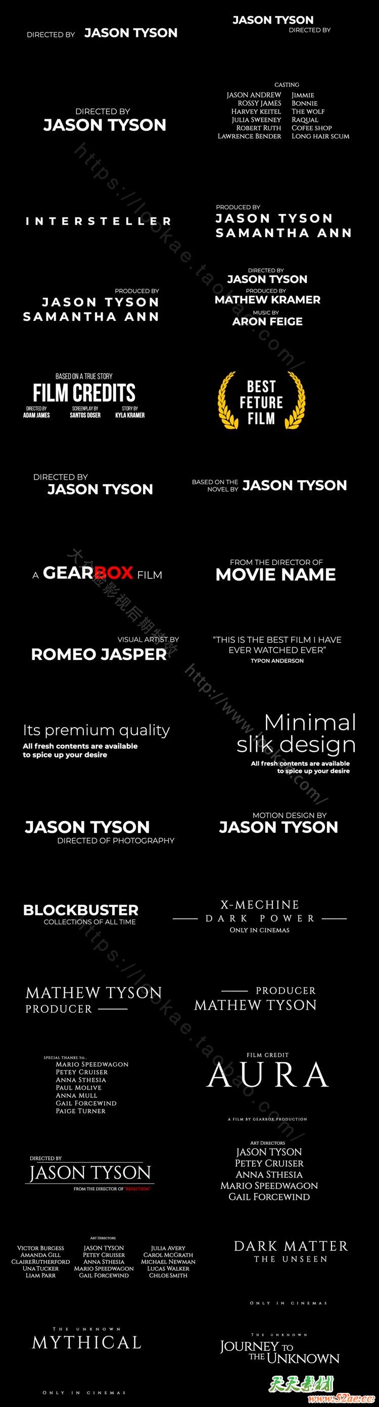 FCPX插件-35种优雅大气电影片头片尾预告片文字标题介绍动画 FCPX插件-第3张