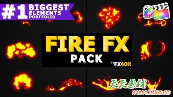 FCPX插件-10种手绘卡通火焰燃烧MG动画元素 Doodle Fire FX Elements+音效 FCPX插件-第1张