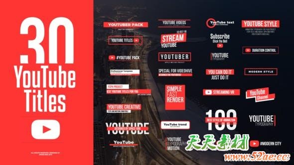 FCPX插件-30种社交网络媒体文字标题排版动画 YouTube Motion Titles FCPX插件-第1张