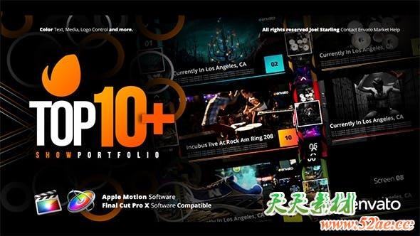 FCPX插件+Motion模板：前十名排行榜图文展示滚动介绍片头 Top 10 Opener FCPX插件-第1张