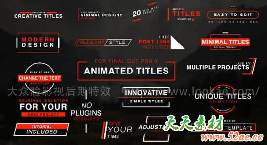 FCPX插件-20个迷你简单文字标题动画 支持4K FCPX插件-第1张