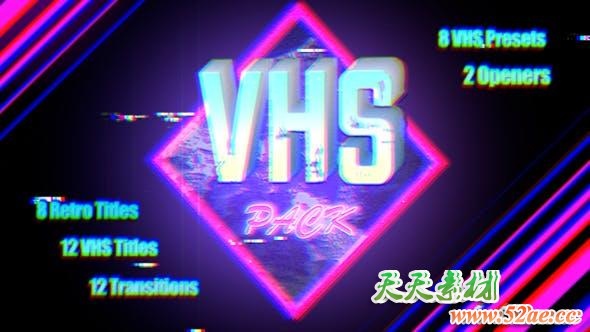 FCPX插件-八十年代复古录像机效果转场文字标题特效 VHS Pack FCPX插件-第1张