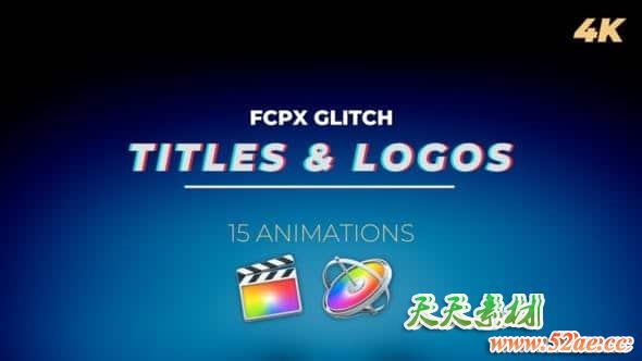 FCPX插件-15个复古信号干扰色彩分离损坏LOGO文字标题动画 Glitch Titles and Logos FCPX插件-第1张
