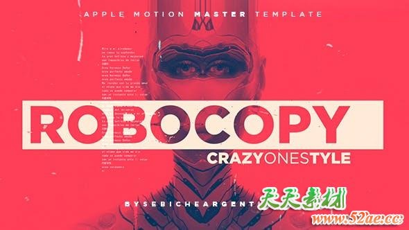 Apple Motion模板-动感时尚污渍闪烁风格化视频包装开场片头 ROBOCOPY Motion 5-第1张
