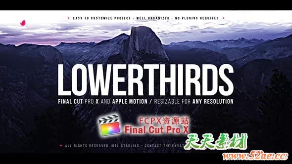 FCPX插件-16个大气简洁标题字幕条动画 Elegant Lower Thirds FCPX插件-第1张