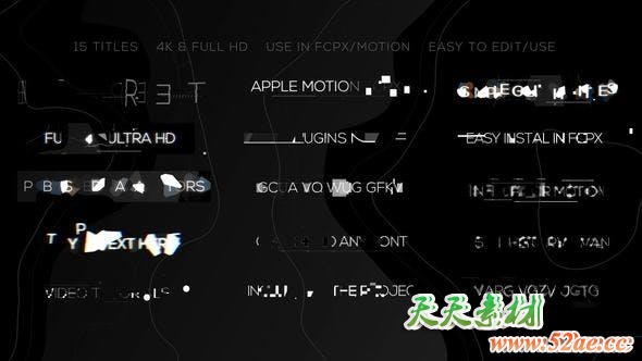 FCPX插件-15种信号故障干扰损坏文字标题动画 Glitch Minimal Titles FCPX插件-第1张