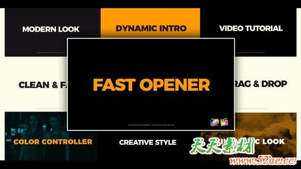 FCPX插件-快闪动感节奏图文展示开场片头 Clean Fast Opener FCPX插件-第1张