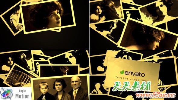 Apple Motion模板-复古怀旧风格相册照片LOGO展示片头Vintage Photos Logo Motion 5-第1张