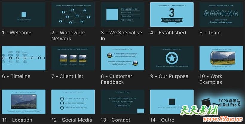 FCPX插件-14种公司企业单位工作室宣传推广介绍文字标题 Company Promo+使用教程 FCPX插件-第1张