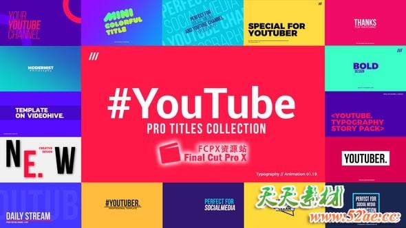 FCPX插件 - 30种大文字标题排版设计动画YouTube Titles Collection FCPX插件-第1张