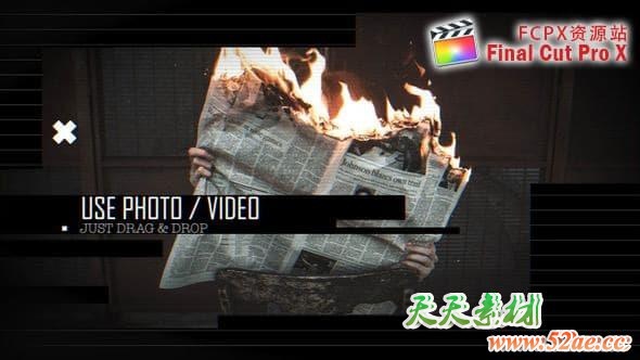 FCPX插件+Motion模板 - 信号干扰闪烁图文展示片头Abstract Fashion Opener FCPX插件-第1张