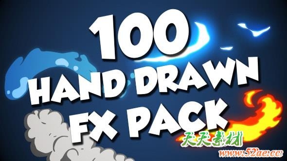 100个手绘卡通能量电流火焰烟雾流体MG动画视频素材（含AE模版工程）有透明通道 视频素材-第1张