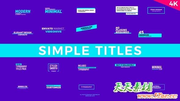 FCPX插件-25个现代时尚简洁文字标题设计排版动画 Simple Titles FCPX插件-第1张