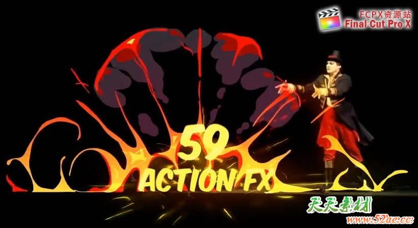 FCPX插件：59个卡通能量爆炸水流火焰烟雾MG动画元素 FCPX插件-第1张