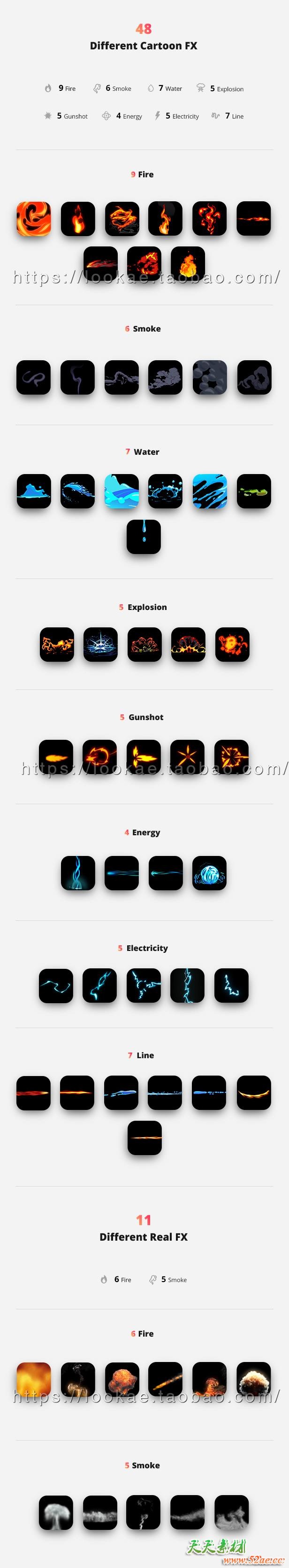 FCPX插件：59个卡通能量爆炸水流火焰烟雾MG动画元素 FCPX插件-第2张