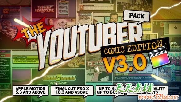 FCPX插件：170个卡通动漫LOGO标题转场字幕条包装动画包 Comic Edition V3.0 + 使用教程 FCPX插件-第1张