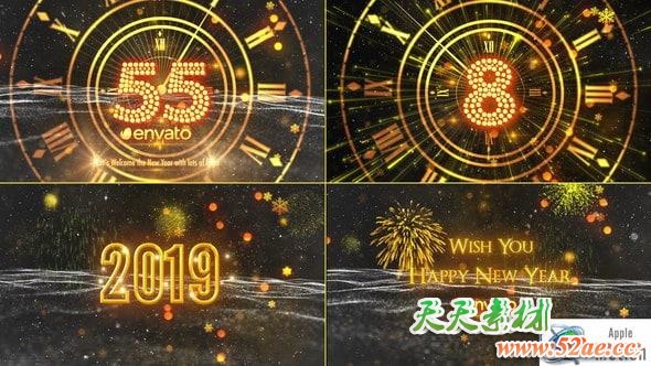 Apple Motion模板-华丽抽象粒子新年倒计时片头 New Year Countdown 2019 Motion 5-第1张