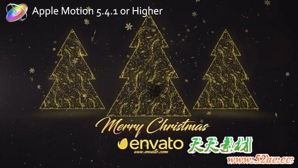 Apple Motion模板：圣诞节新年金色粒子片头 Christmas Motion 5-第1张