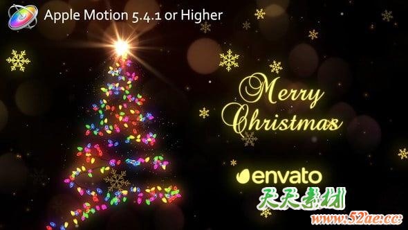Apple Motion模板：粒子光束圣诞树节日片头 Christmas Lights Motion 5-第1张
