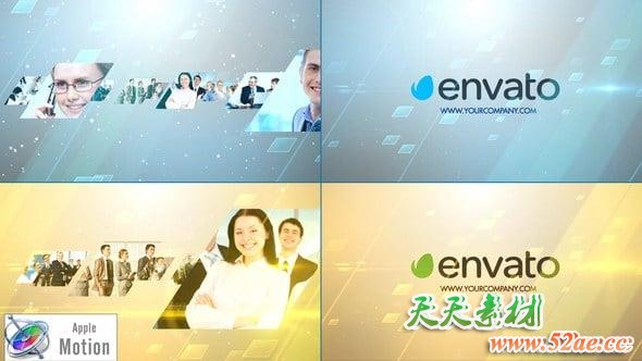 Apple Motion模板：玻璃折射图片拼贴LOGO片头Stylish Glossy Slider Logo Motion 5-第1张
