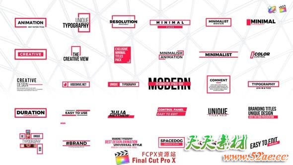 FCPX插件：30个迷你现代商务风格字幕标题动画 Minimal Titles FCPX插件-第1张