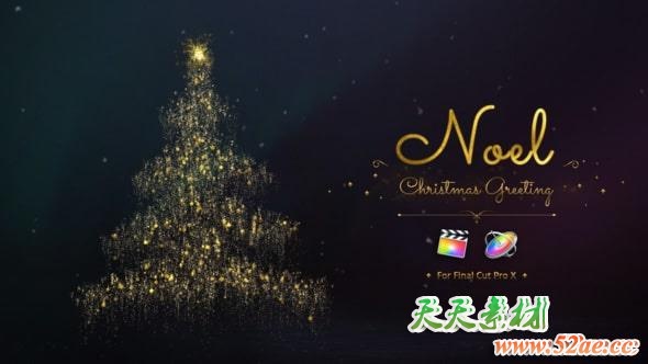 Apple Motion模板：金色粒子圣诞节动画片头 Christmas Greetings Motion 5-第1张