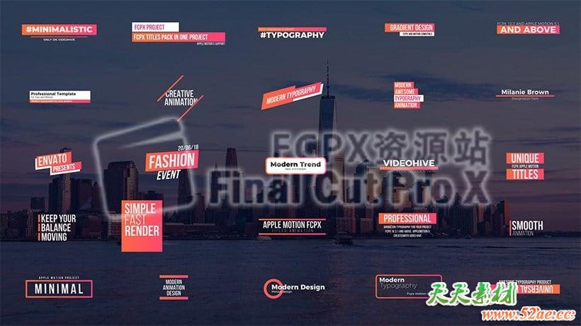 FCPX插件：25种商务时尚现代文字标题字幕条动画 Corporate Titles FCPX插件-第1张