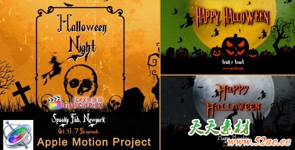 Apple Motion模板：万圣节动画片头 Halloween Vintage Openersv Motion 5-第1张